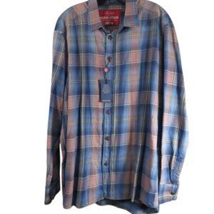 NWT Agave Denim Men's Size XL Blue and Red Flannel Button-Up